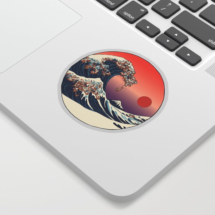 The Great Wave of Dachshunds Sticker