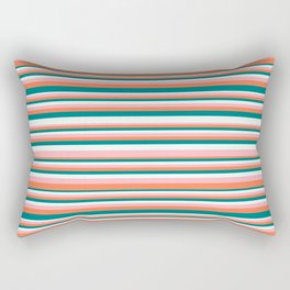 [ Thumbnail: Teal, Mint Cream, Light Pink, and Coral Colored Lines/Stripes Pattern Rectangular Pillow ]