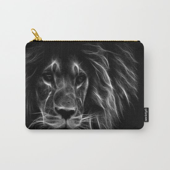 lion. Black & White Carry-All Pouch