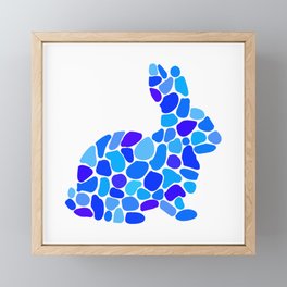 Blue Bunny Pointillism Style Framed Mini Art Print