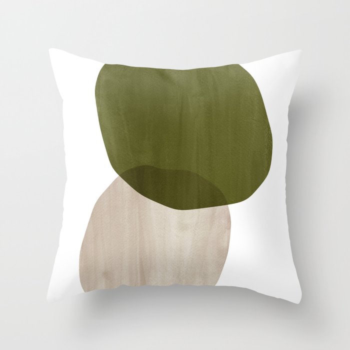 Green and beige abstract shapes Throw Pillow