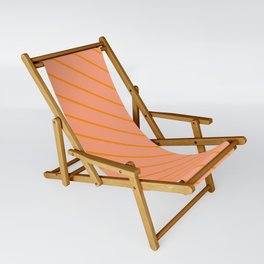 [ Thumbnail: Dark Orange & Light Salmon Colored Striped/Lined Pattern Sling Chair ]