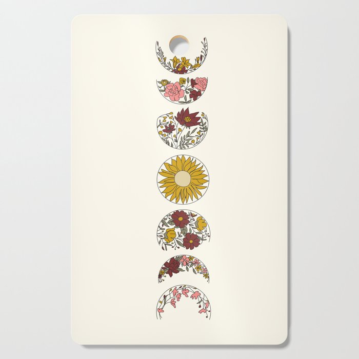 Floral Phases of the Moon Cutting Board