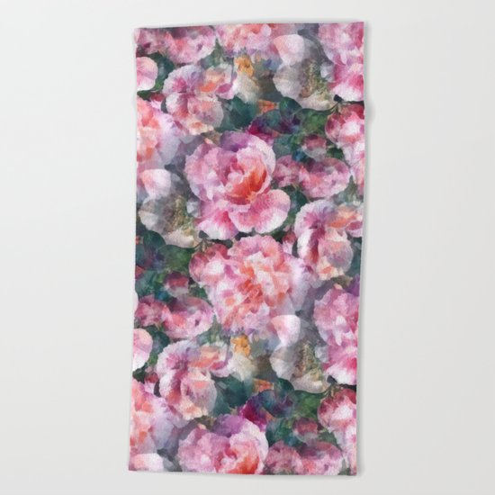 Pink floral pattern Beach Towel