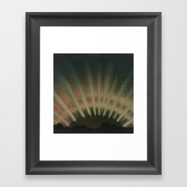 Vintage Aurora Borealis northern lights poster in earth tones Framed Art Print