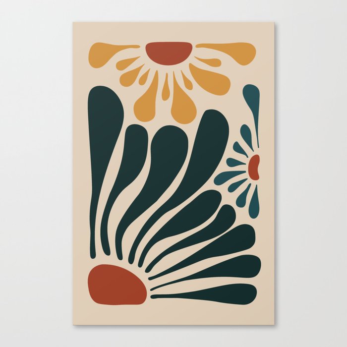 Retro Sunshine and Flowers Canvas Print
