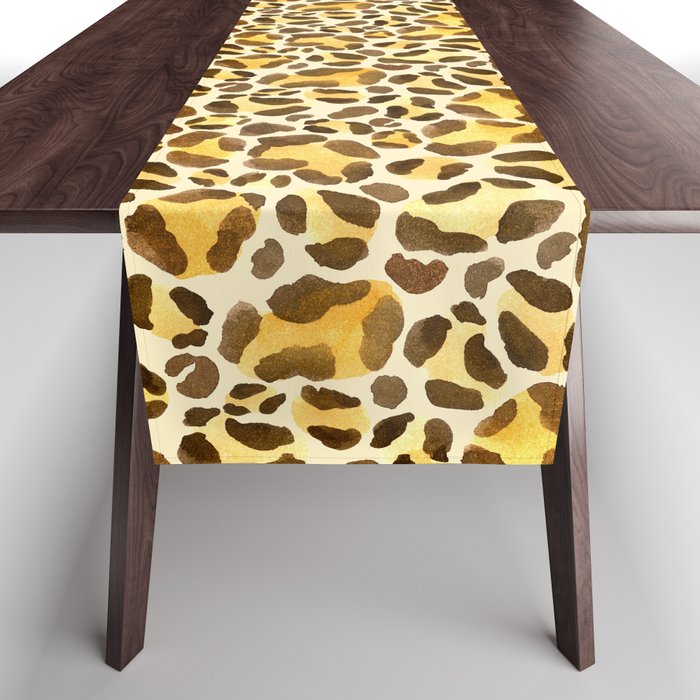 Seamless watercolor leopard pattern Table Runner