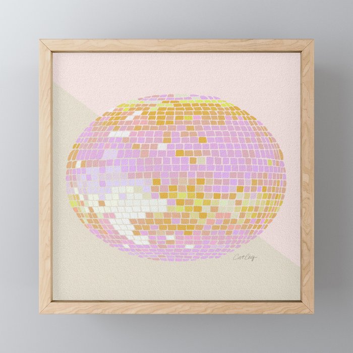 Disco Ball – Peach Framed Mini Art Print