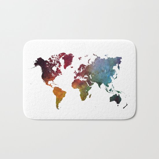 World Map Bath Mat