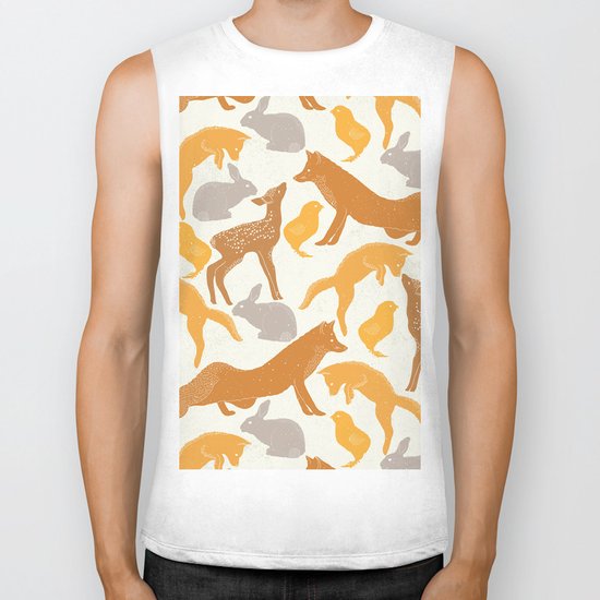 Deer Fox Rabbit Chick Playing Biker Tank