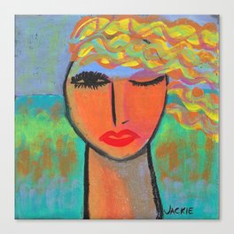 Trying Abstract Portrait of a Woman Acrylic on Ceramic Tile Canvas Print