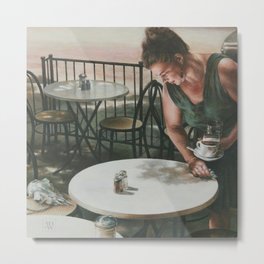 In the Absence of A Dream Metal Print | Urbanlife, Cafescene, Contemporary, Surrealism, Illustration, Street, Acrylic, People, Painting, Realism 