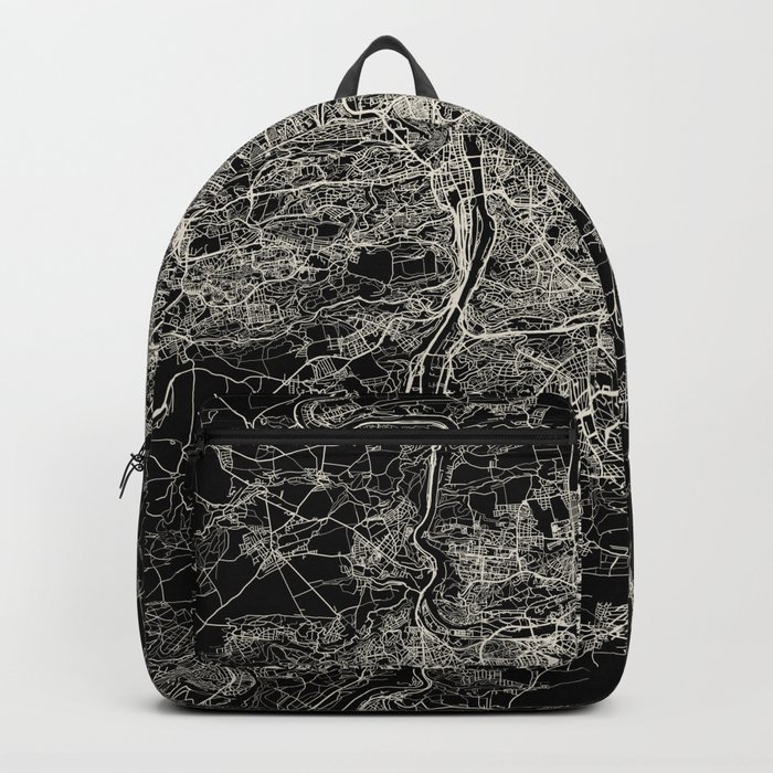 Prague, Czech Republic City Map - Black and White Backpack
