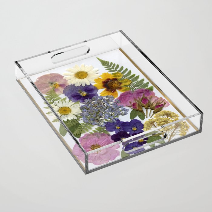 Pressed Flower Garden Acrylic Tray