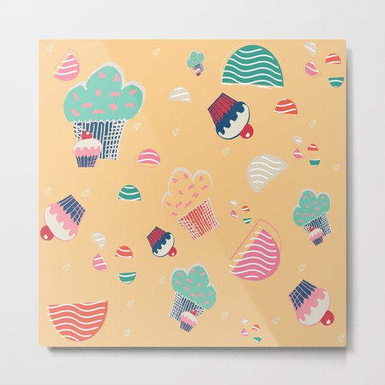 Cupcake yellow Metal Print