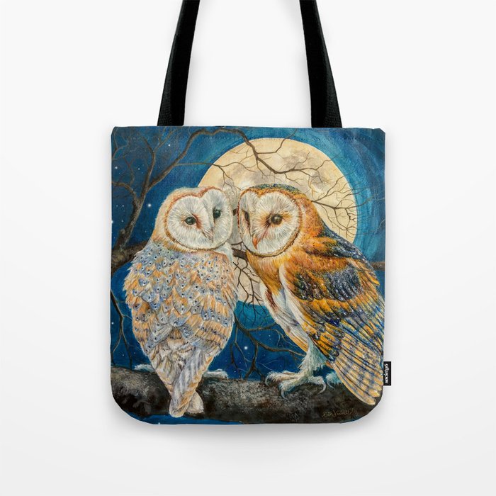 Owls Moon Stars Tote Bag