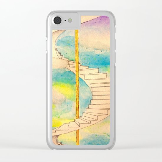 Fantasy Stairs Watercolor Clear iPhone Case