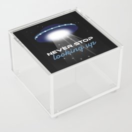 Never Stop Looking Up - Outer Space Galaxy Solar System Acrylic Box