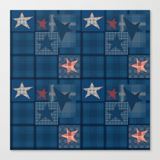 Blue denim patchwork . Canvas Print