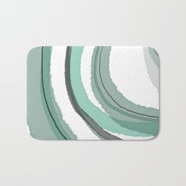 Abstract Sea Waves Light Mint and Grey Minimalist Abstract Watercolor Painting Bath Mat