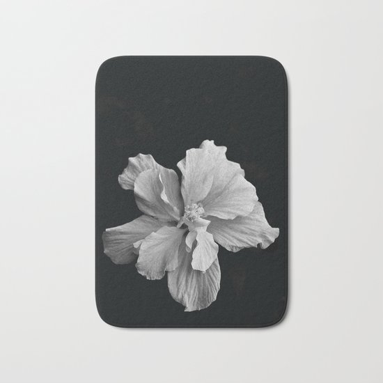 Hibiscus Drama - Black and Grey Bath Mat