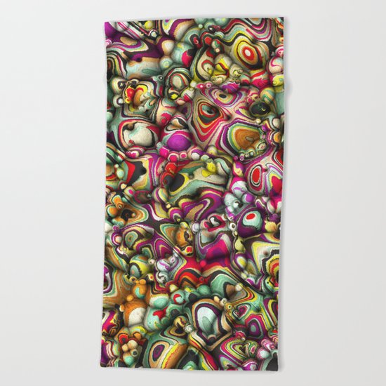Colorful Abstract 3D Shapes Beach Towel