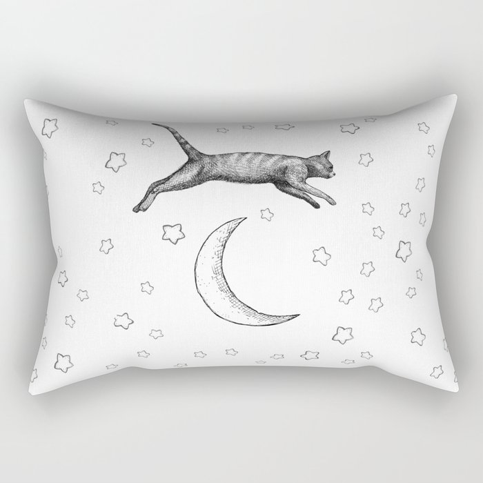 Cat Jumping Over The Moon Rectangular Pillow