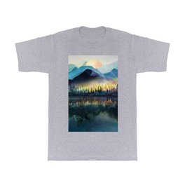Mountain Lake Under Sunrise T Shirt | Nature, Beautiful, Lake, Forest, Watercolor, Peak, Art, Panorama, Mountain, Rock 