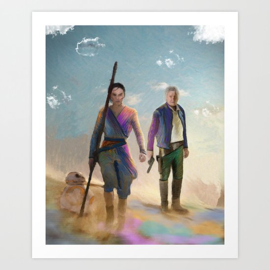 Rey and BB8 Art Print