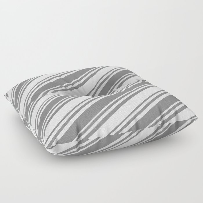 Gray and Mint Cream Colored Lines/Stripes Pattern Floor Pillow