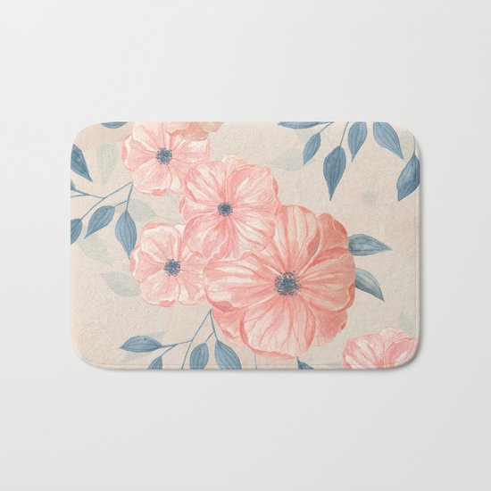 Seamless watercolor floral pattern Bath Mat