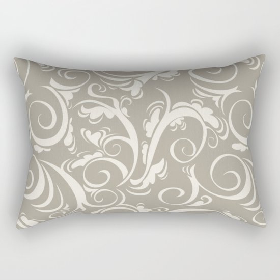 Flora Alabaster Blue Gray Rectangular Pillow