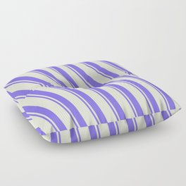 [ Thumbnail: Beige and Medium Slate Blue Colored Striped Pattern Floor Pillow ]