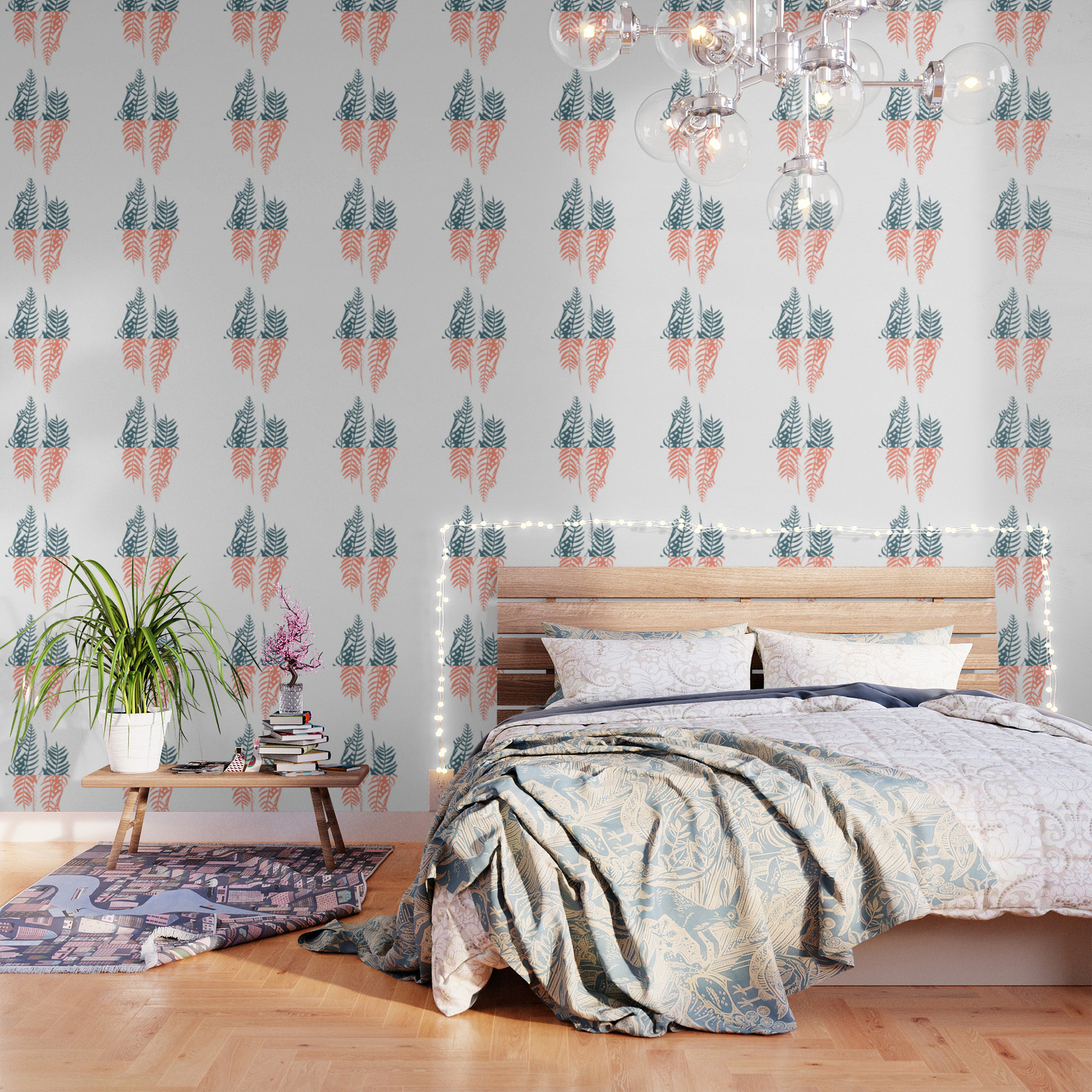 Botany Coral Blue Color Wallpaper