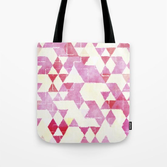 Abstract Pink Triangles, Watercolor Pattern Tote Bag