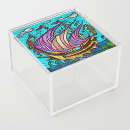 Gold and Glass Sail Boat Acrylic Box