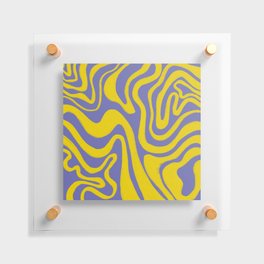 Retro Liquid Swirl Pattern in Very Peri and Yellow Floating Acrylic Print
