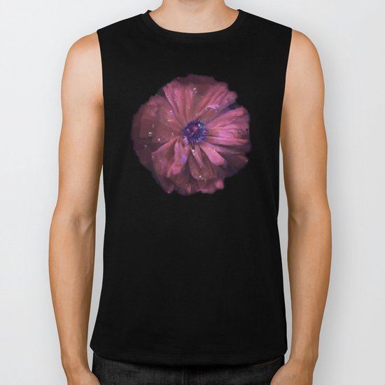 Smoky pink poppy in the dew Biker Tank