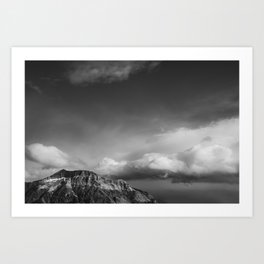 Puffy Clouds | Mountain Cliff | Landscape Photography | Black and White | Nature Art Print