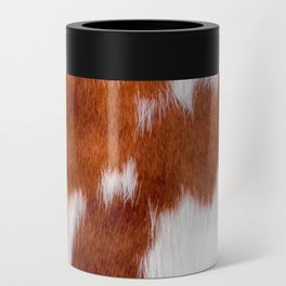 Brown Cowhide, Cow Skin Print Pattern, Modern Cowhide Faux Leather Can Cooler