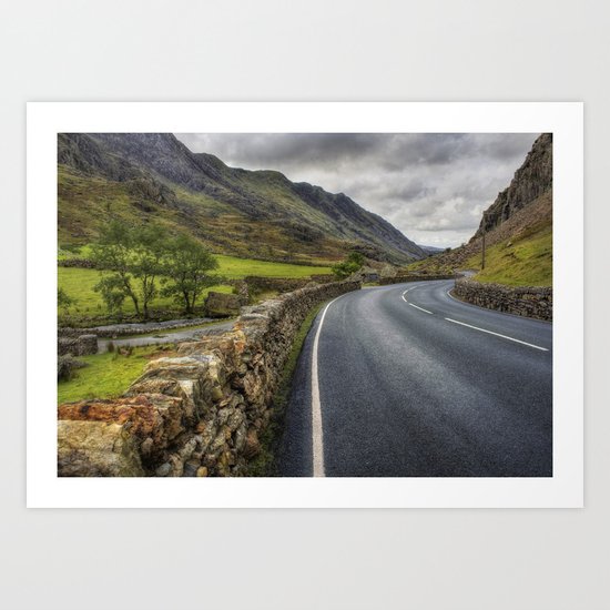 Llanberis Pass Winding Road Art Print