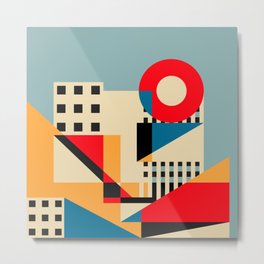 Dream Geometric City Metal Print | Sweethome, Geometricabstract, Abstractgeometric, Citymap, Happy, Brightcolor, Travel, Bauhaus, Graphicdesign, Redandblue 