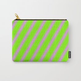 [ Thumbnail: Chartreuse & Plum Colored Striped/Lined Pattern Carry-All Pouch ]