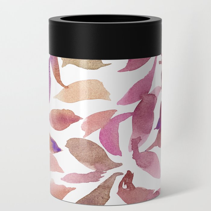 Loose Watercolor Leaves - Magenta Can Cooler