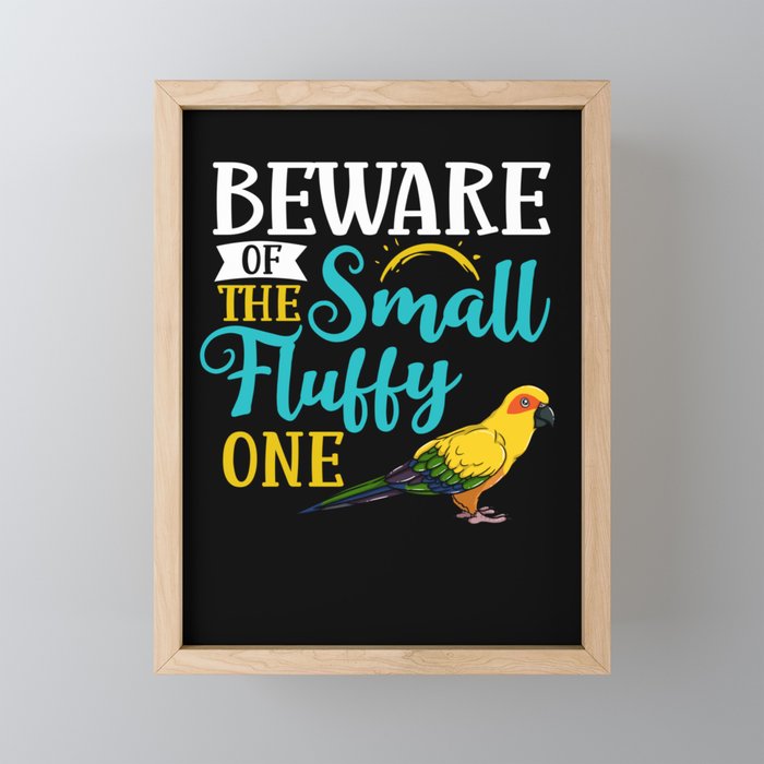 Sun Conure Bird Parakeet Cage Food Parrot Framed Mini Art Print
