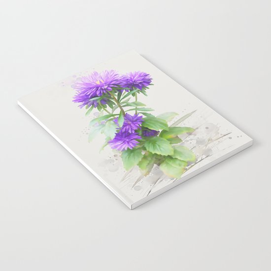 Purple Flowers, watercolors Notebook