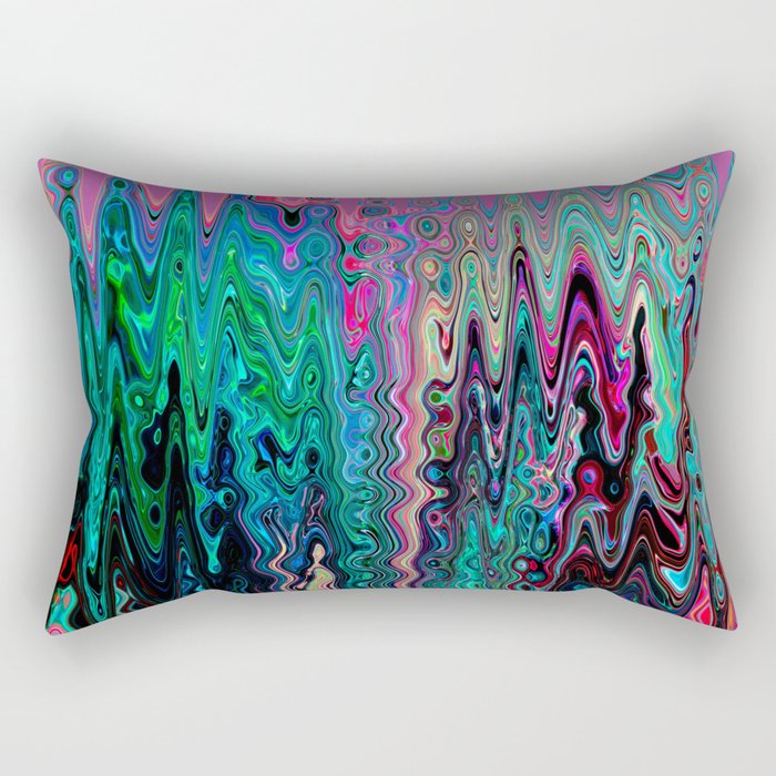 Radiant Resonance Colorful Psychedelic Distorted Paint Rectangular Pillow