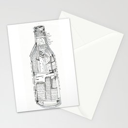 Ink Drawing of  a City in a Bottle Stationery Cards