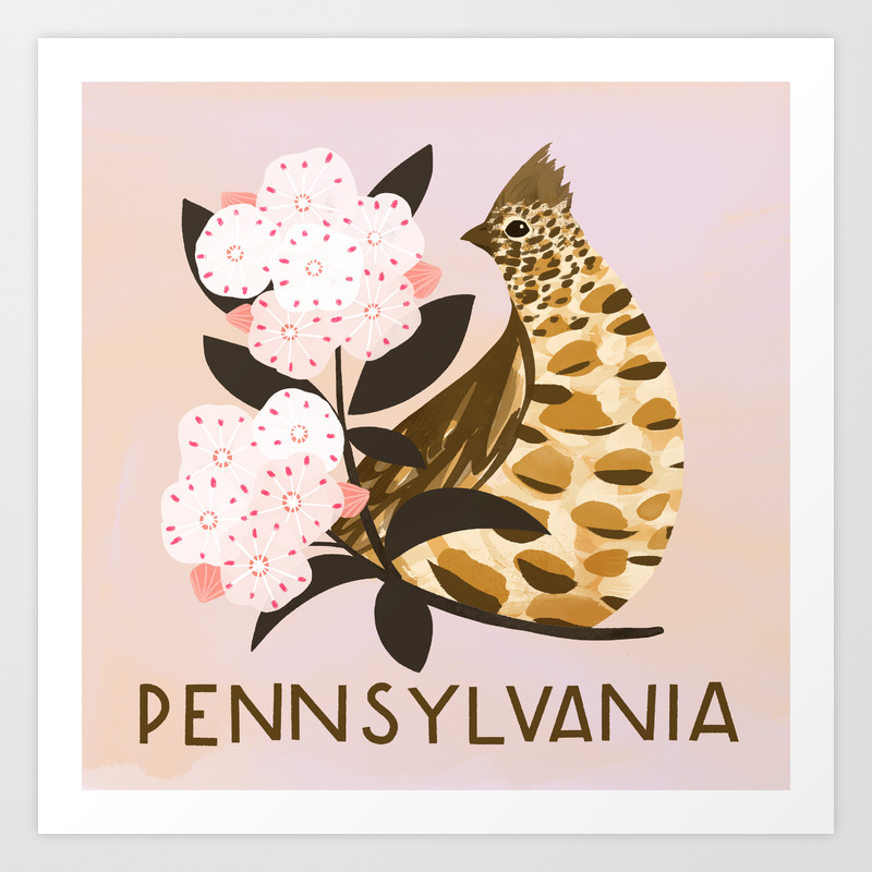 Pennsylvania State Bird And Flower Art Print By Sferone Society6