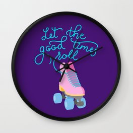 Let the Good Times Roll (Purple Background) Wall Clock